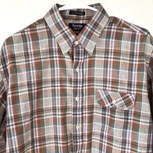 Arrow Brigade Long Sleeve Button Up Plaid Vintage Shirt Large